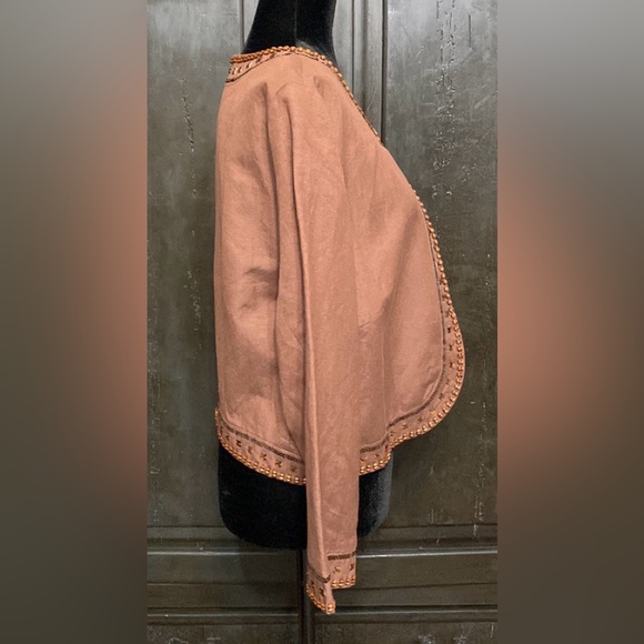 Dress Barn Brown Linen sequence cropped jacket - Size Large - Picture 2 of 11